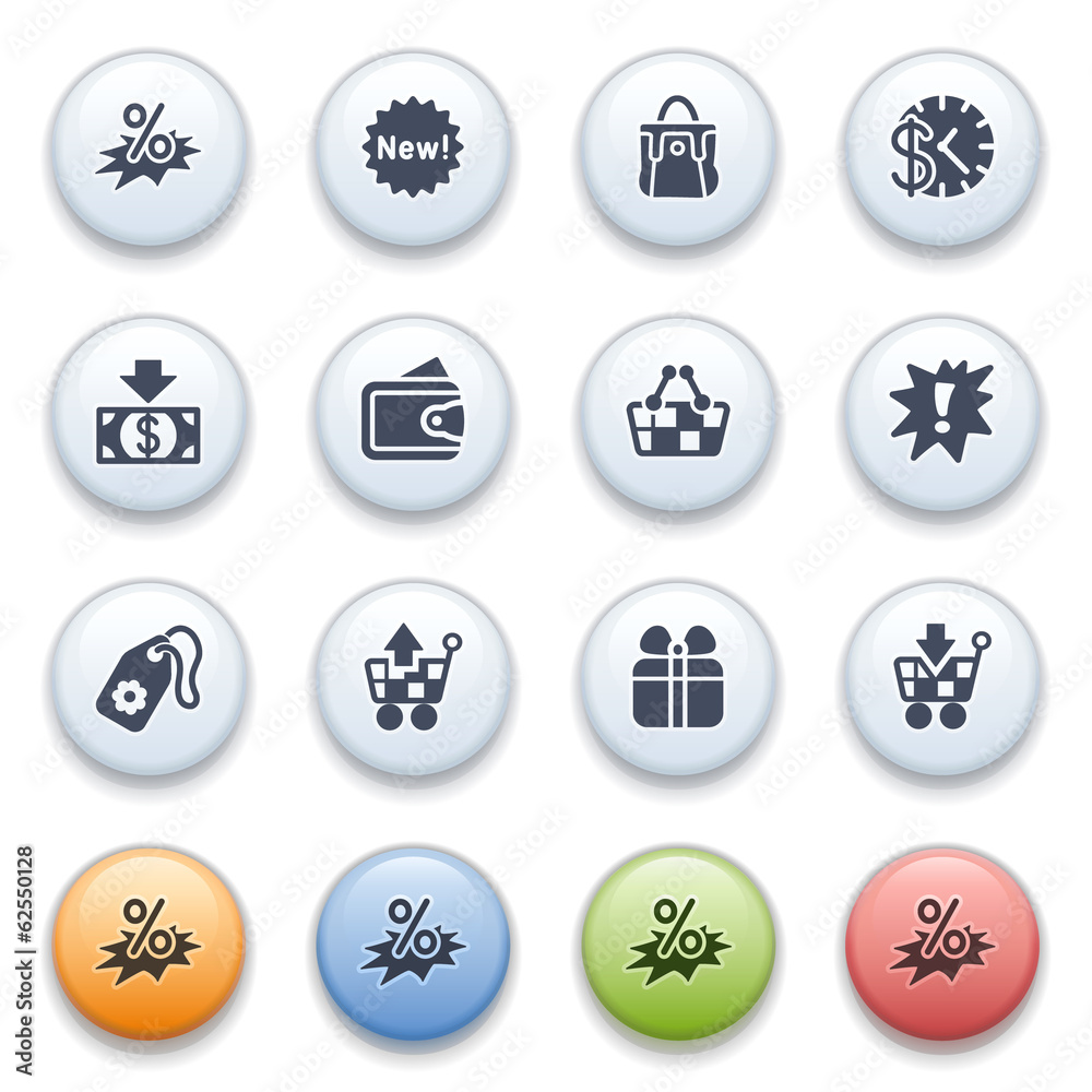 Internet icons on color buttons. Set 6.