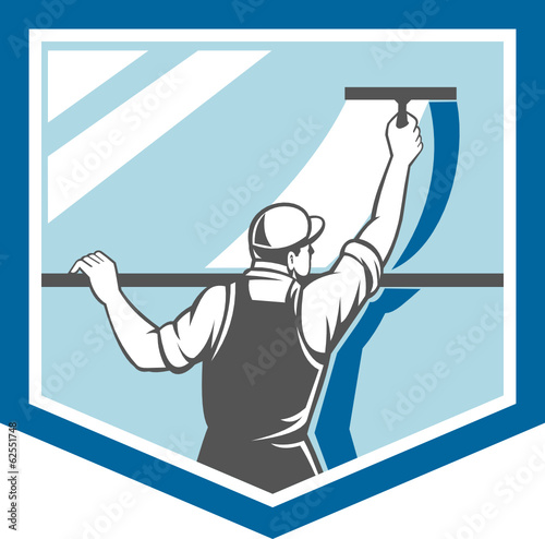 Window Cleaner Washer Worker Shield Retro