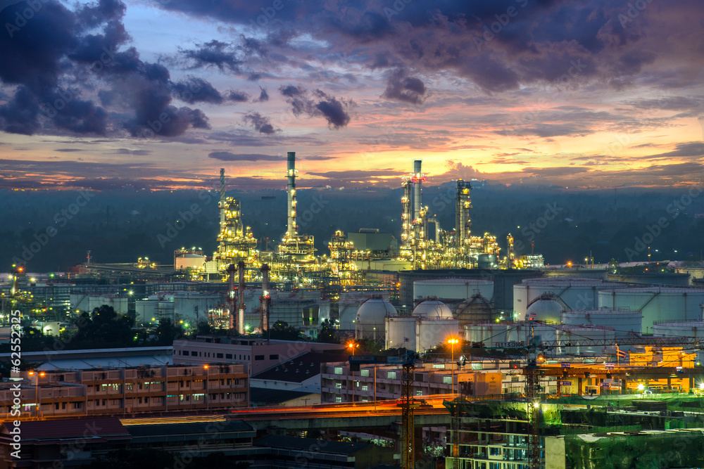 Petrochemical plant ( oil refinery ) industry at twilight time