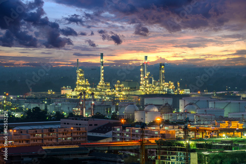 Petrochemical plant ( oil refinery ) industry at twilight time