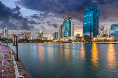 Commercial building in Bangkok twilight