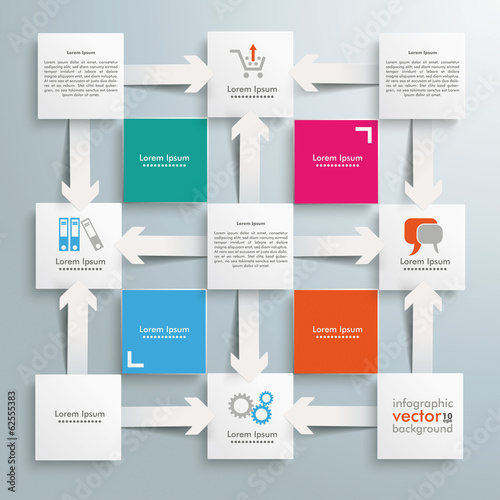 Square Design Cross Arrows Flowchart