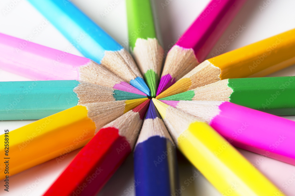 Set of drawing multi colour pencils with copy space Set of drawing multi colour pencils with copy space