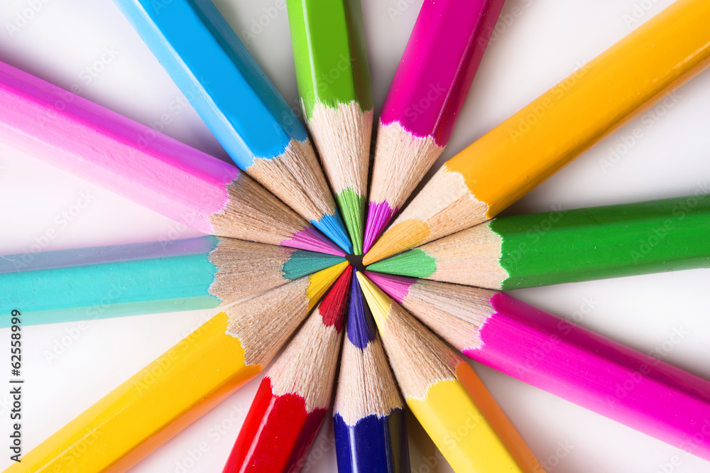 Set of drawing multi colour pencils with copy space Set of drawing multi colour pencils with copy space