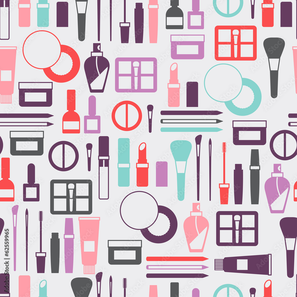 Seamless background with cosmetics icons. Seamless background with cosmetics icons.