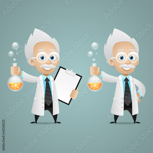 Scientist holds test tube and tablet