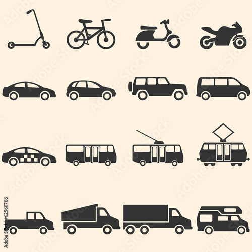 Vector Set of Ground Transportation Icons