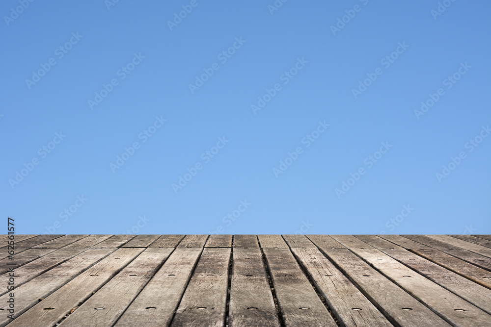 Wooden ground with sky