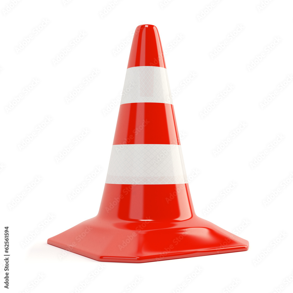 Road traffic cone with reflective bands isolated Road traffic cone with reflective bands isolated