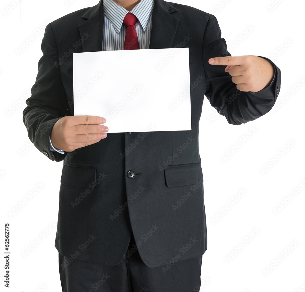 businessman hands showing white blank board businessman hands showing white blank board