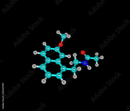 Agomelatine molecular structure isolated on black