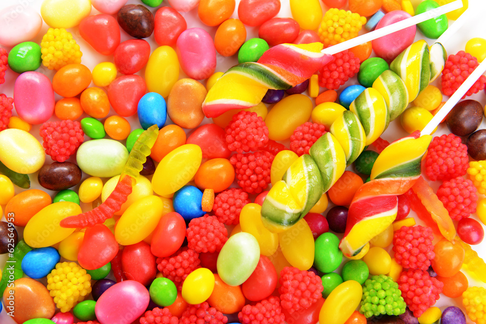 Different colorful fruit candy close-up Different colorful fruit candy close-up
