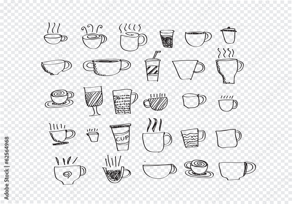 Coffee cup set hand drawing Coffee cup set hand drawing