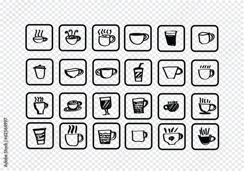 Coffee cup set hand drawing