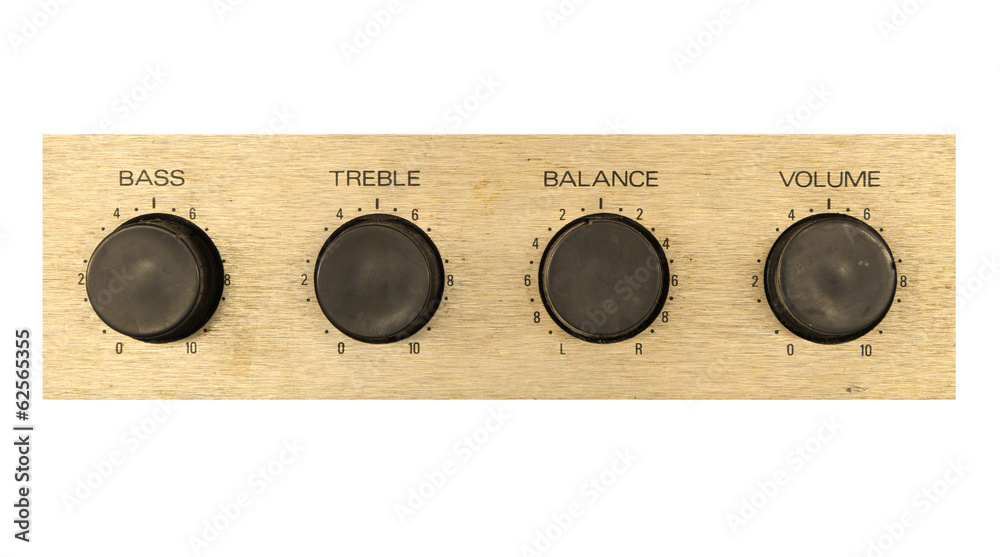 Stereo sound button, volume balance bass and treble Photos | Adobe Stock