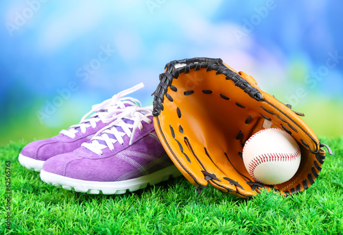 Beautiful gumshoes and baseball ball, glove