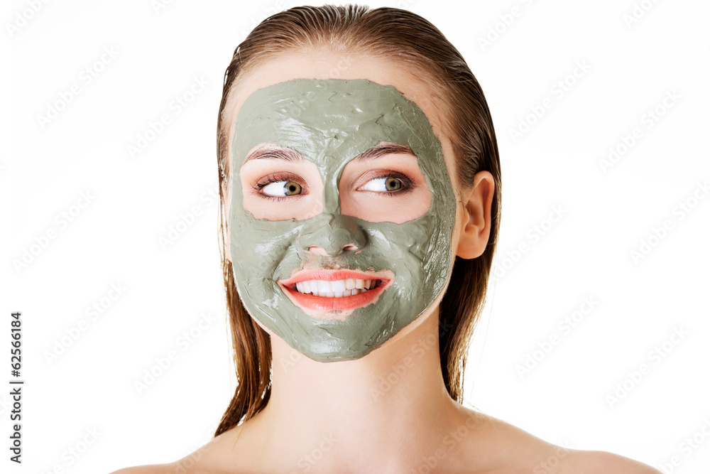 Fototapeta premium Woman with clay facial mask