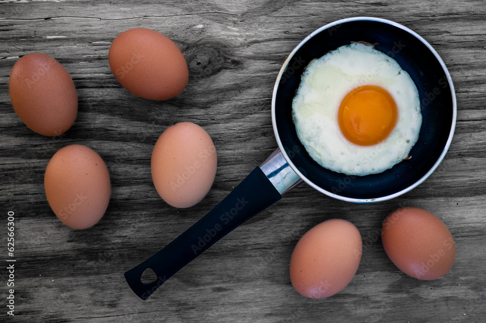 eggs an frying pan background