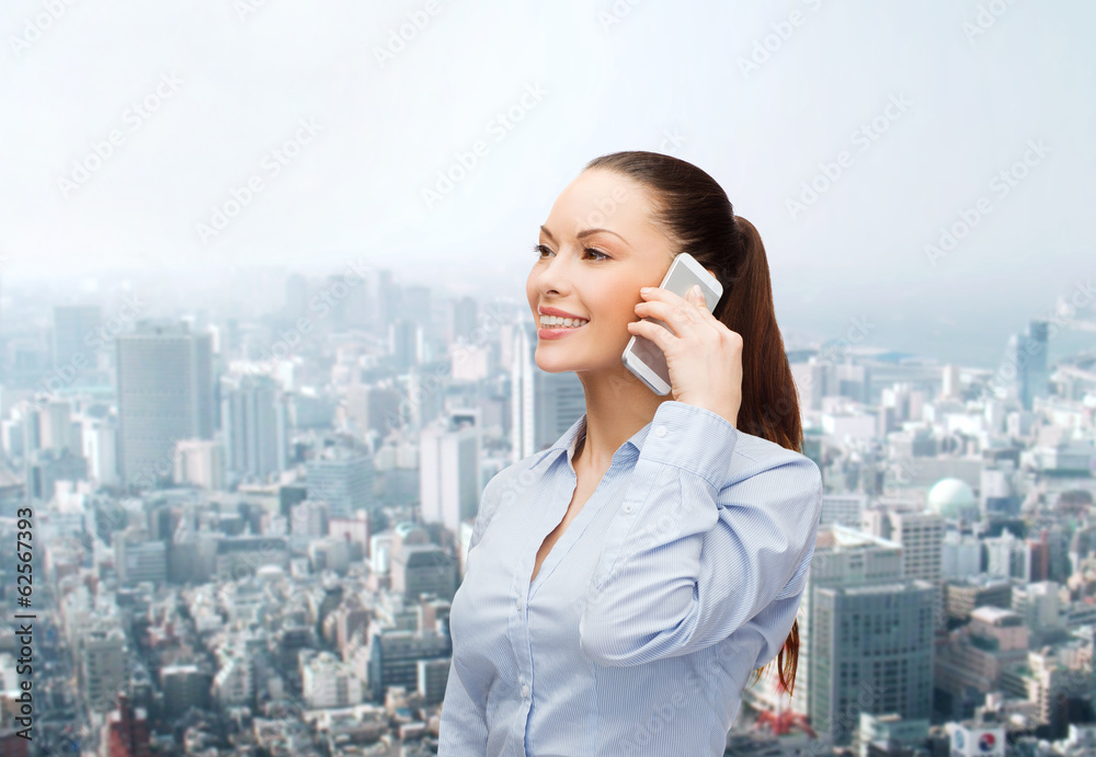 young smiling businesswoman with smartphone young smiling businesswoman with smartphone