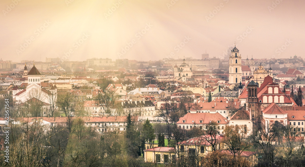 Vilnius oldtown - Aerial view of the capital of Lithuania