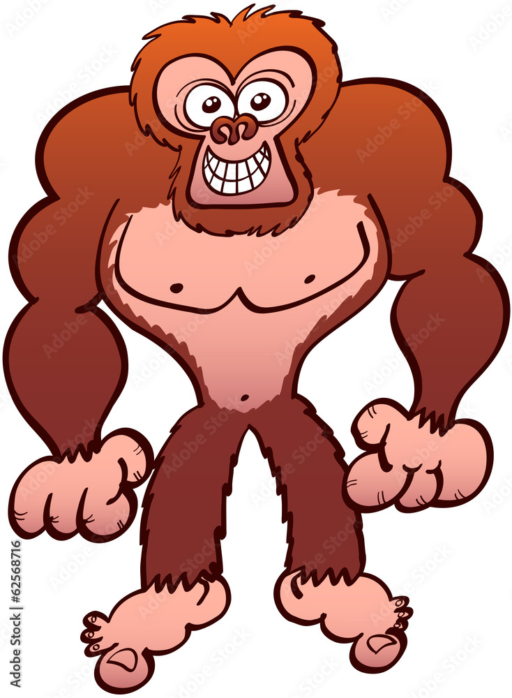Naklejka premium Gigantic ape smiling mischievously