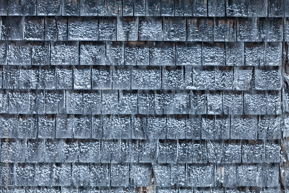 Cedar Shingles during a cold Winter Day Cedar Shingles during a cold Winter Day