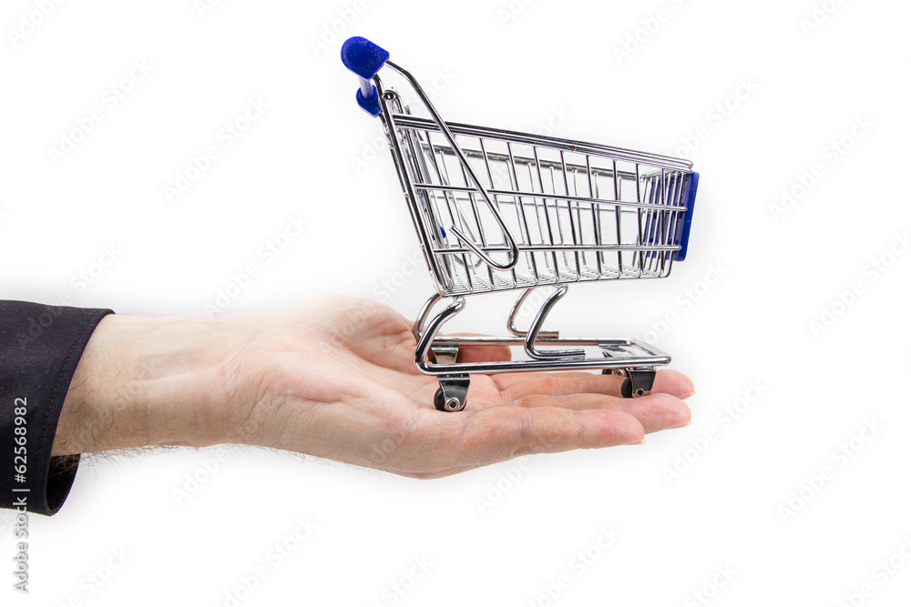 Fototapeta premium Mit dem Einkaufswagen shoppen