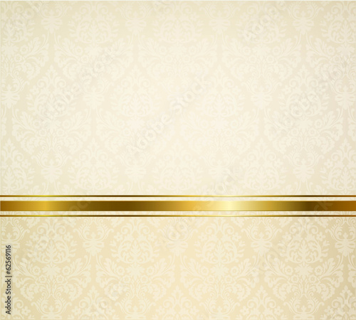 Beige damasc ornament with gold ribbons