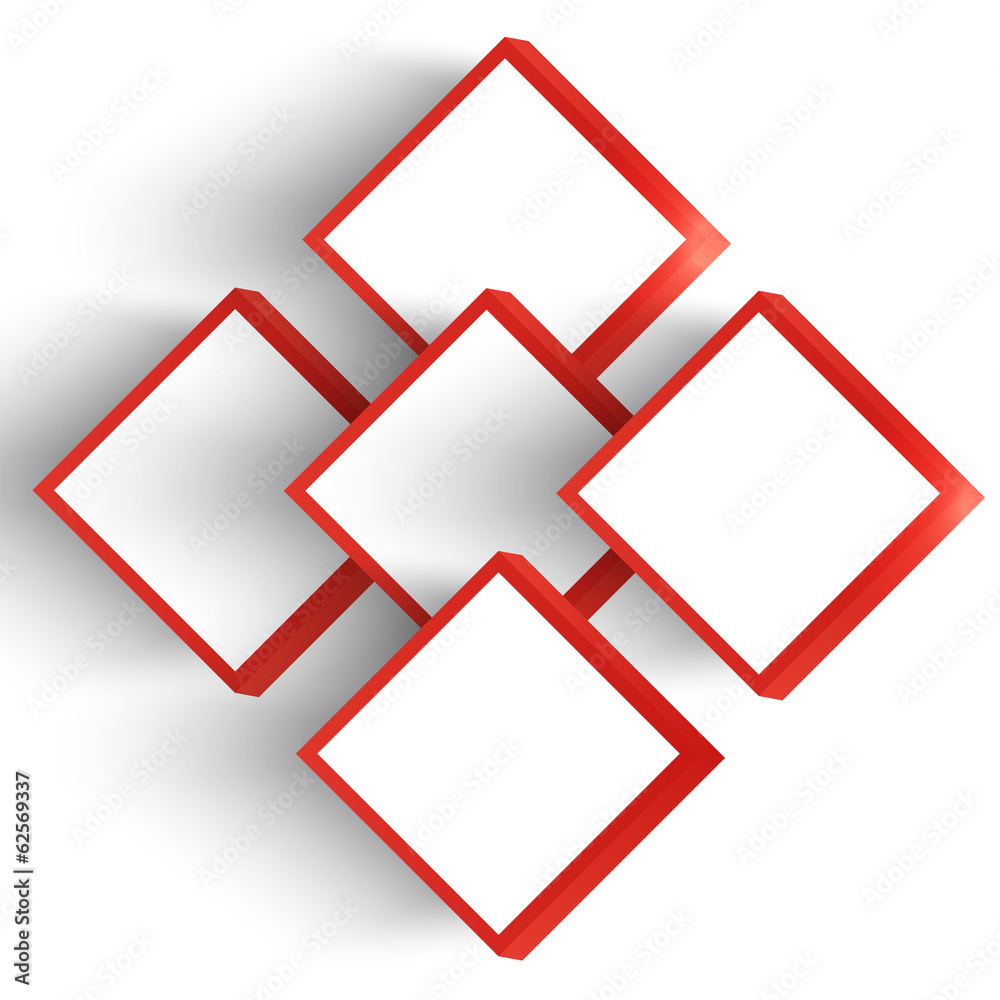 Vector square. Abstract background card and red. 3d Vector square. Abstract background card and red. 3d