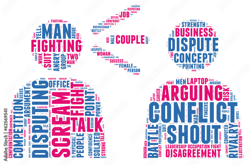 Verbal conflict concept pictogram vector tag cloud Stock Vector | Adobe ...