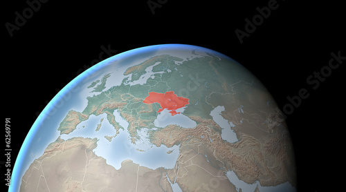 Cartina Europa, Asia, Medio Oriente, Crimea e Ucraina photo