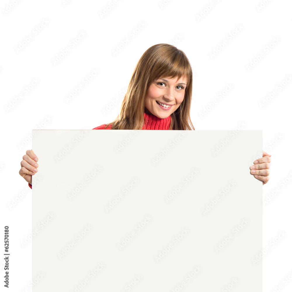 Young blonde girl holding placard Young blonde girl holding placard
