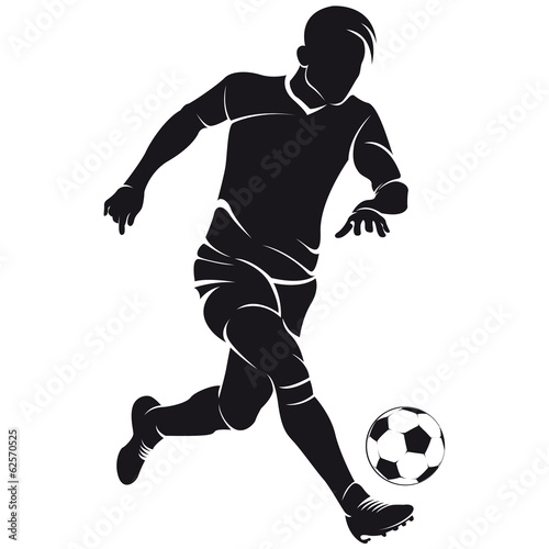 Fototapeta Naklejka Na Ścianę i Meble -  Vector football (soccer) player silhouette with ball isolated