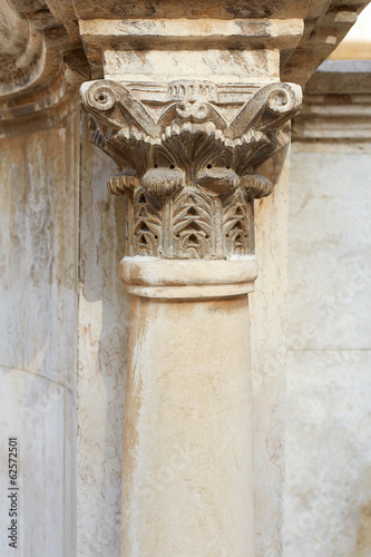Corinthian column and capital in roman theatre