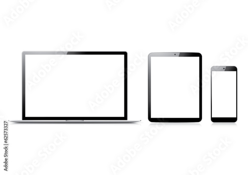 Modern realistic laptop, tablet and smartphone vectors