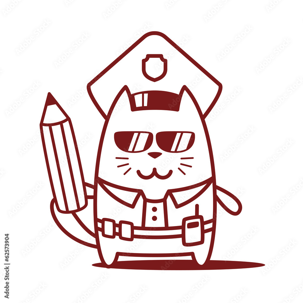 Character police in officer's cap and in the form of police with Character police in officer's cap and in the form of police with
