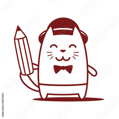 Musician character in costume, hat and bow tie line art