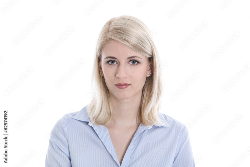 Gesicht einer jungen hübschen Frau isoliert Gesicht einer jungen hübschen Frau isoliert