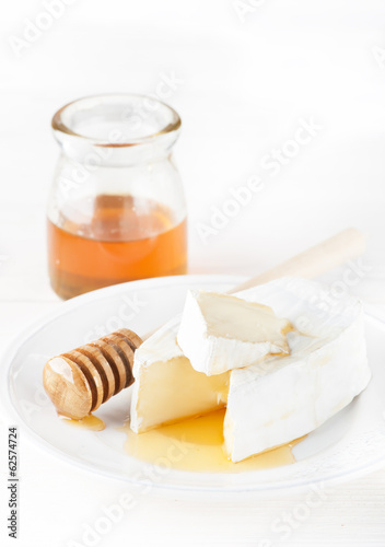 Camembert cheese and honey