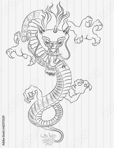 Ilustracion vectorial de dragon chino
