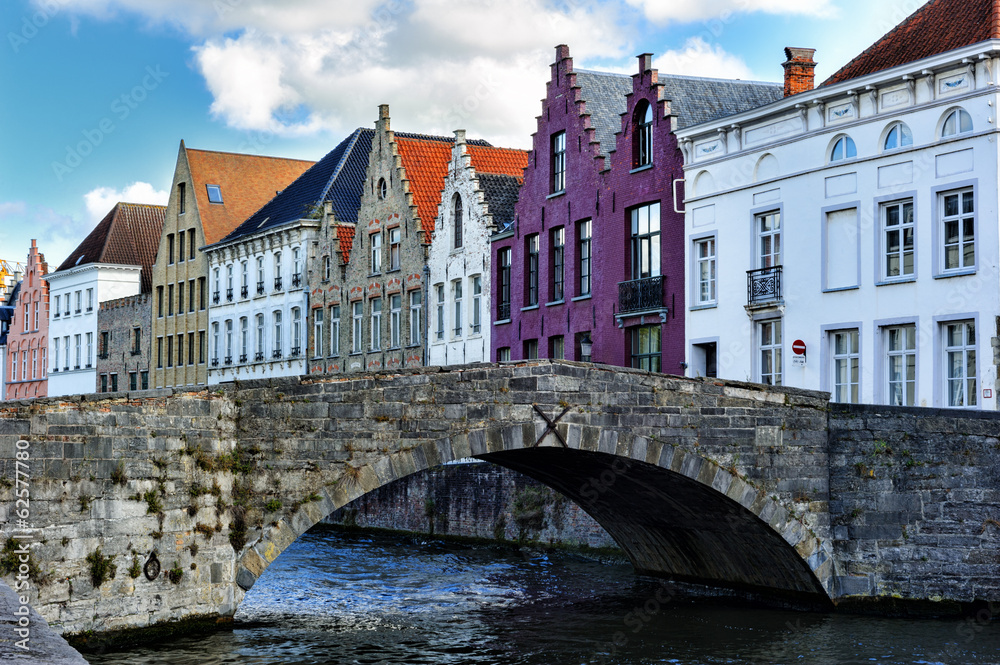 Medieval bridge over canal in Bruges