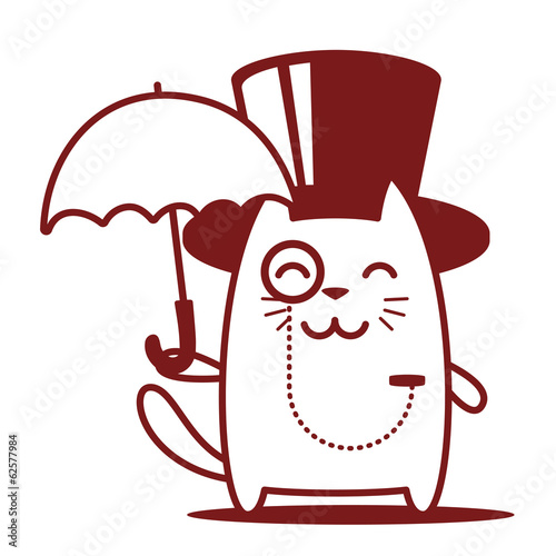 Character rich gentleman in a hat-cylinder and a monocle line ar