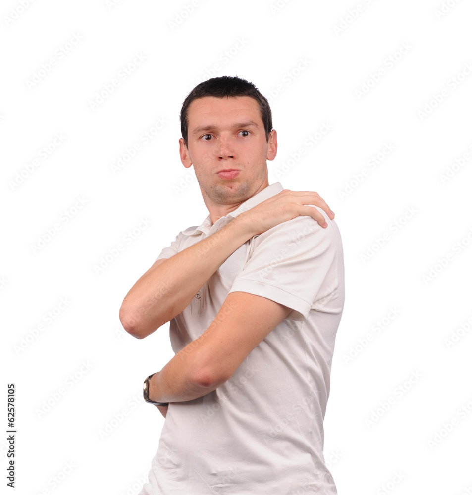 Funny man in white shirt with different emotions Funny man in white shirt with different emotions