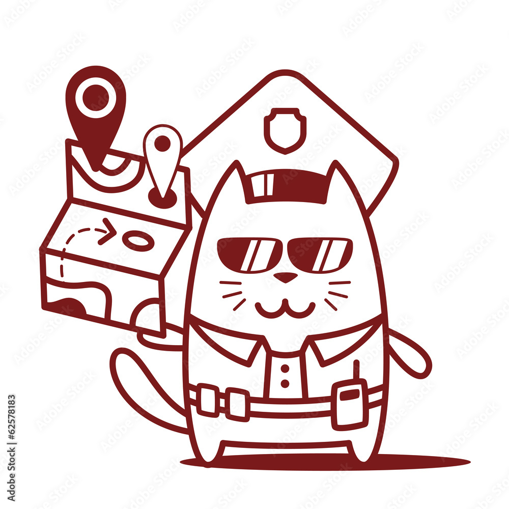 Character police in officer's cap and in the form of police with