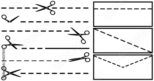 scissors with envelope and cut lines
