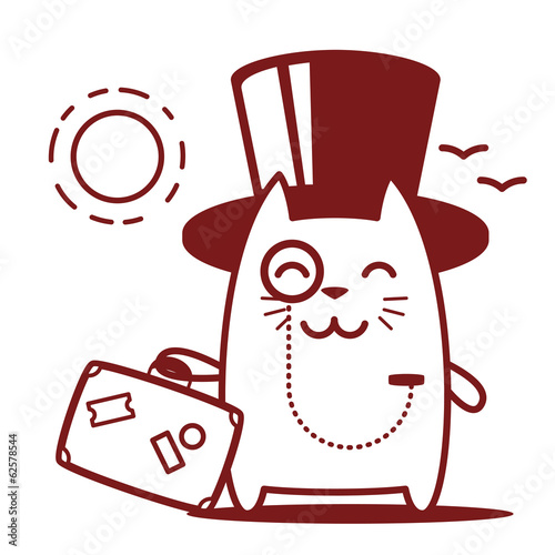 Character rich gentleman in a hat-cylinder and a monocle line ar