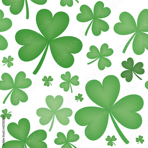 Seamless Pattern of Shamrock Shapes of Varying Sizes