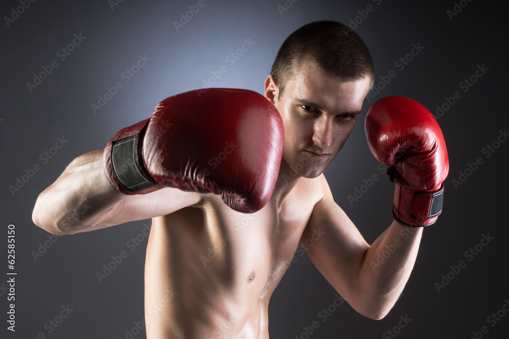 Boxing. Fighter's dramatic portrait.