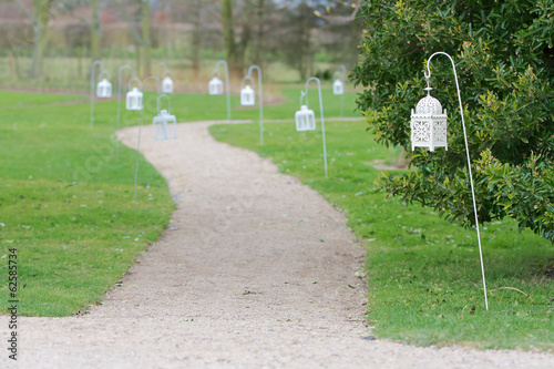 Lantern lit pathway photo