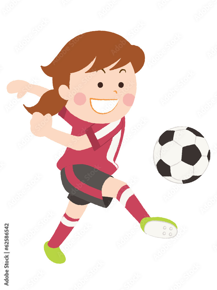 サッカー　シュート　女性
